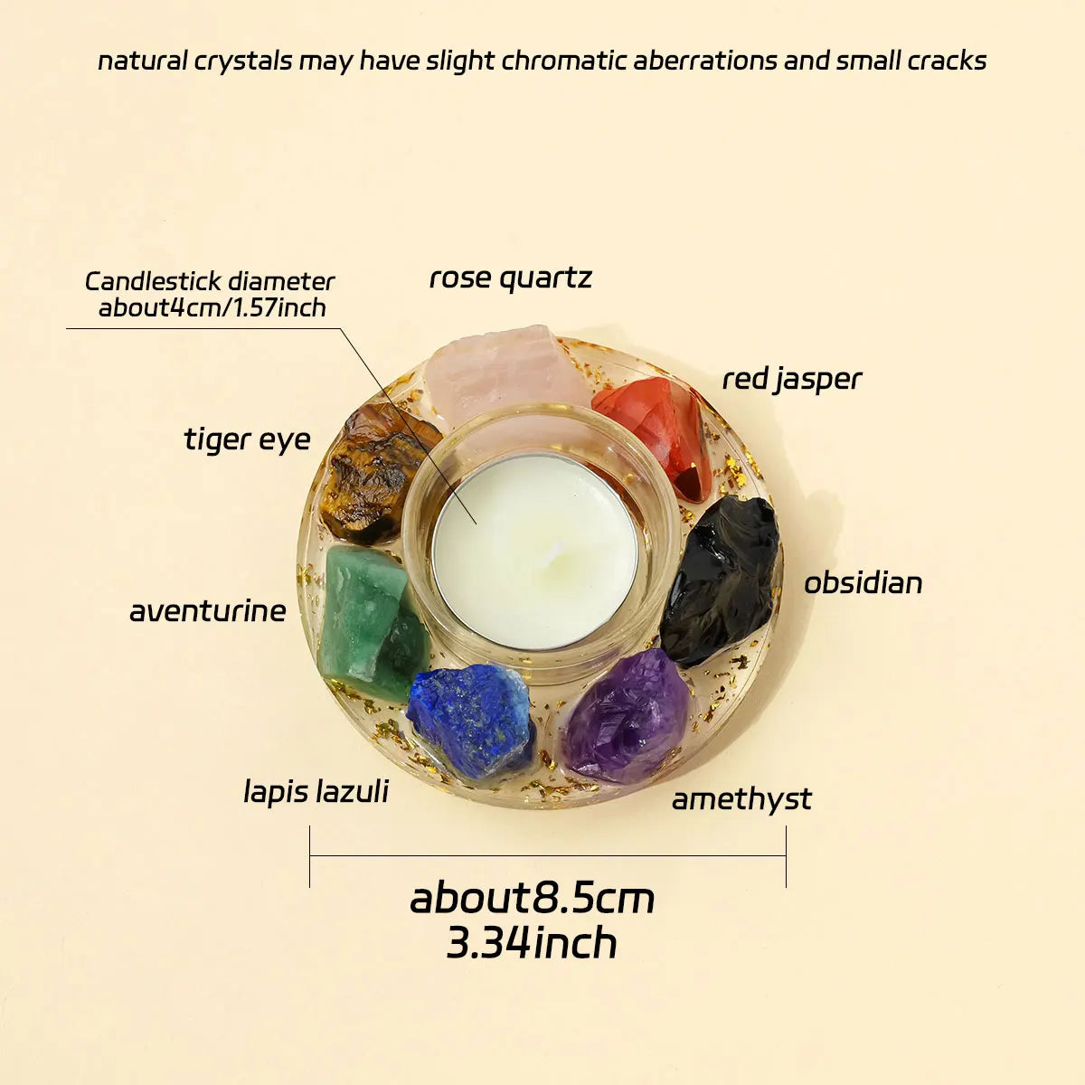Natural Gemstones Tea Candle Holder