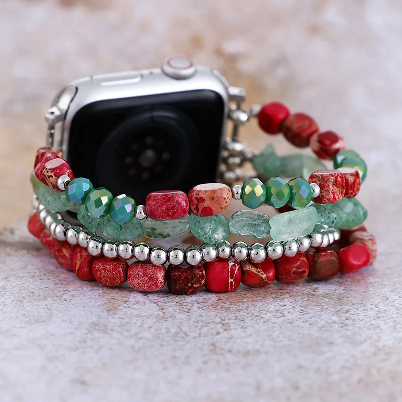 Natural Imperial Jasper & Aventurine Multi-Layered Smartwatch Band