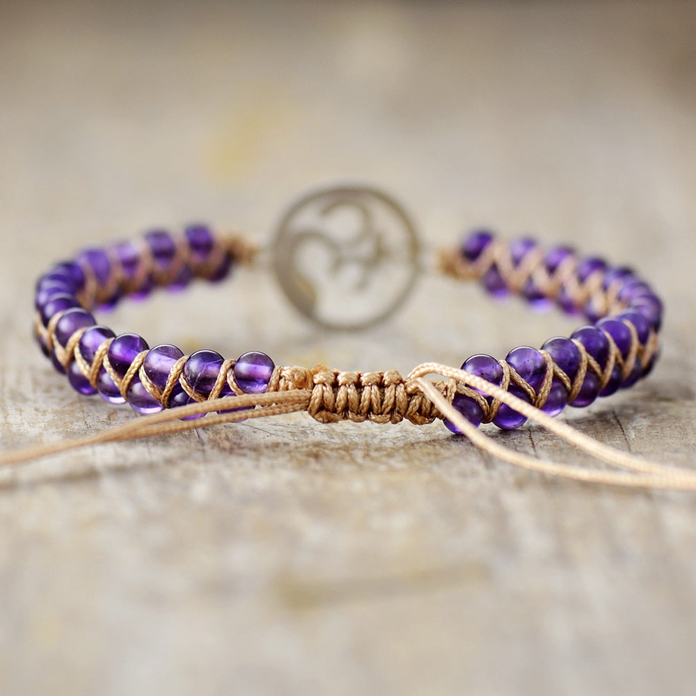 Natural Amethyst Ohm Wrap Bracelet