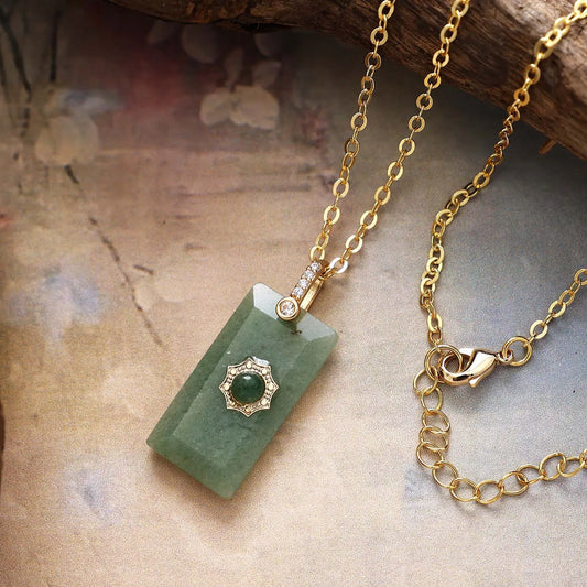 Natural Aventurine Pendant Gold Plated Necklace