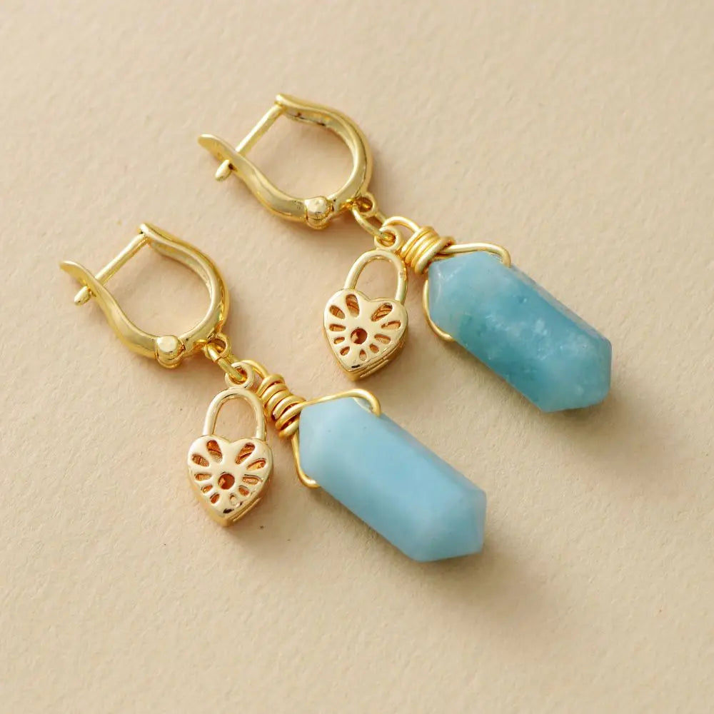 Natural Amazonite Double Point Wand Earrings