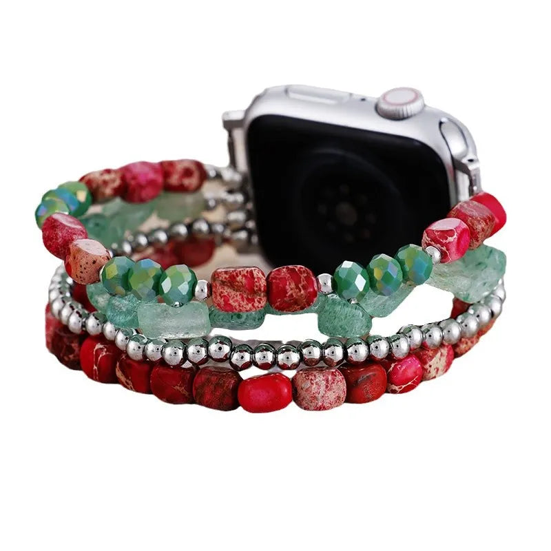 Natural Imperial Jasper & Aventurine Multi-Layered Smartwatch Band