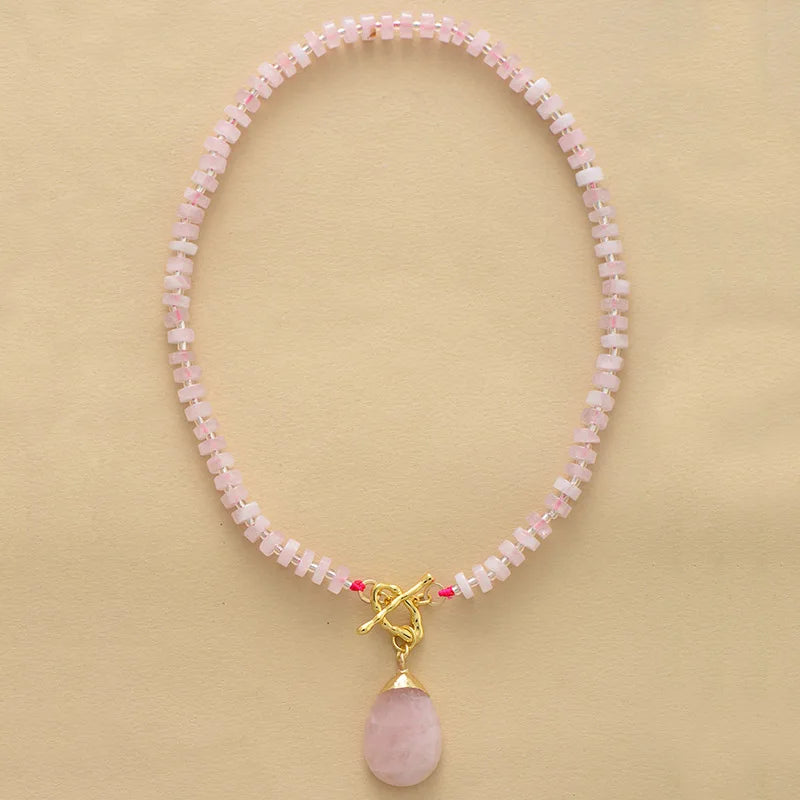 Natural Rose Quartz Lariat Necklace