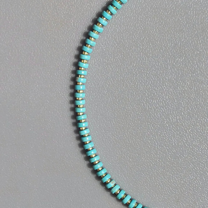 Natural Turquoise & Amazonite Boho Choker Necklace