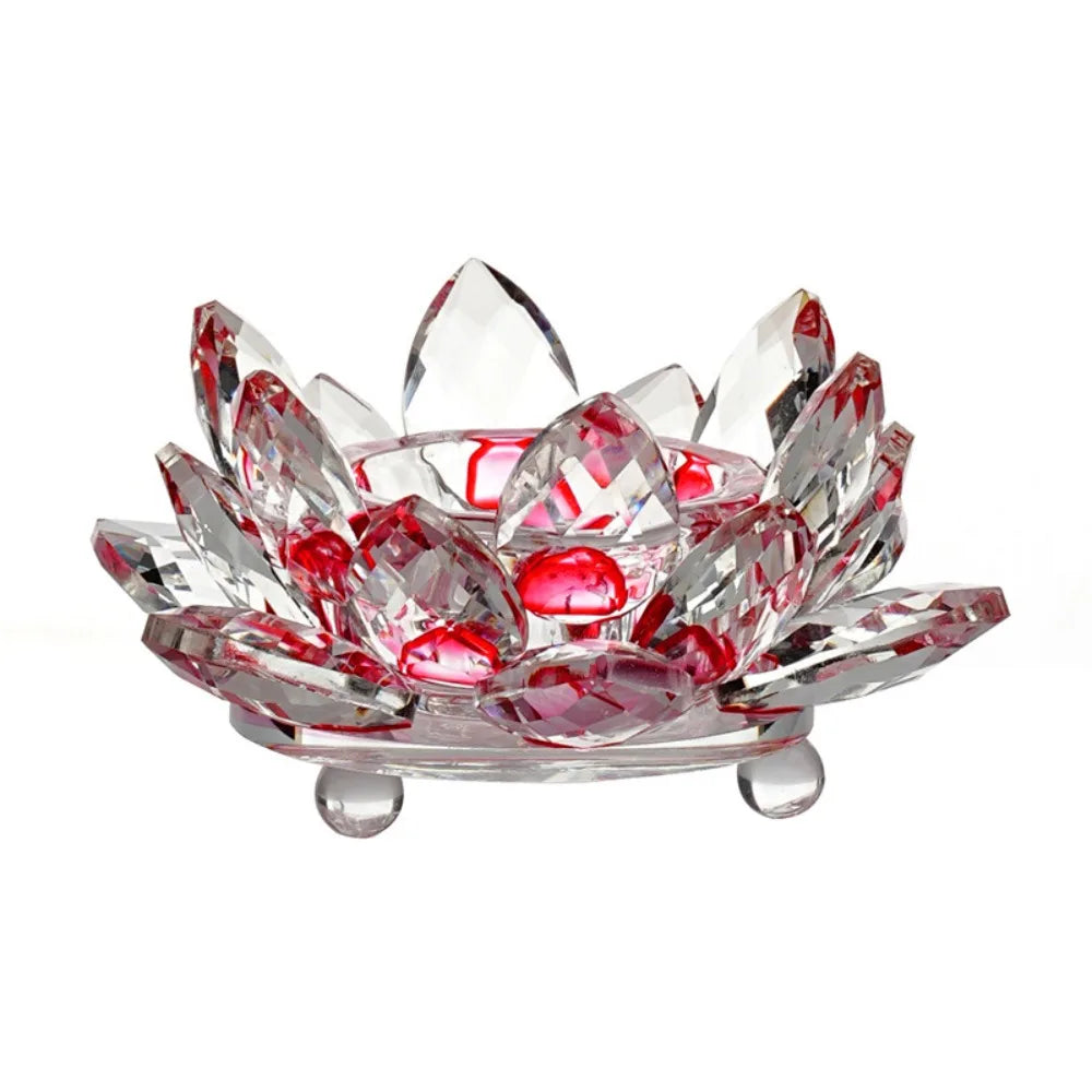 Crystal Glass Lotus Candle Holder