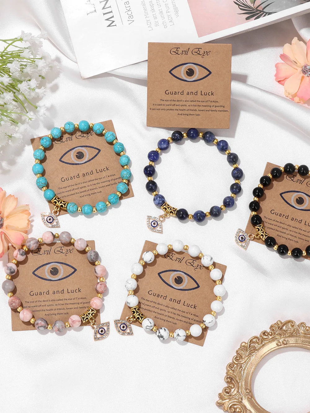 Natural Gemstone Evil Eye Protection Bracelet