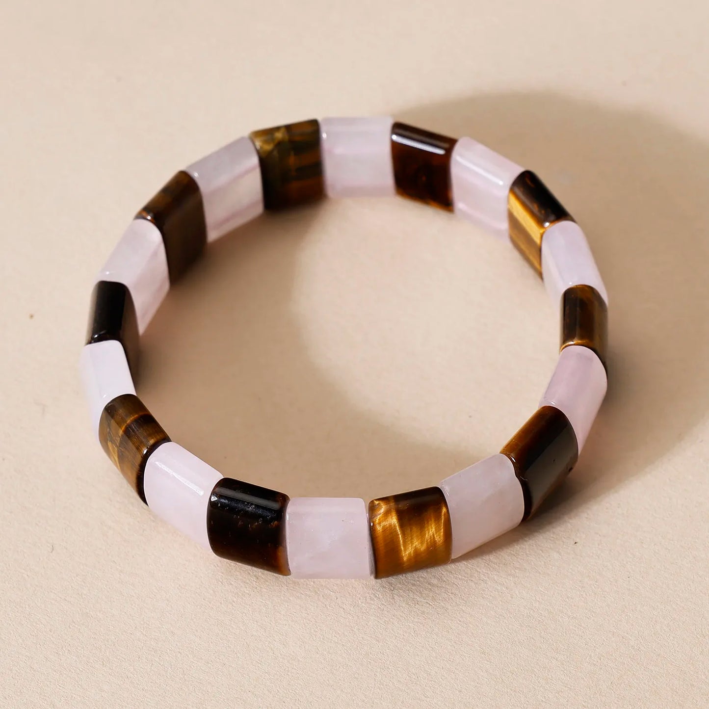 Natural Rose Quartz & Tiger Eye Stretch Bracelet