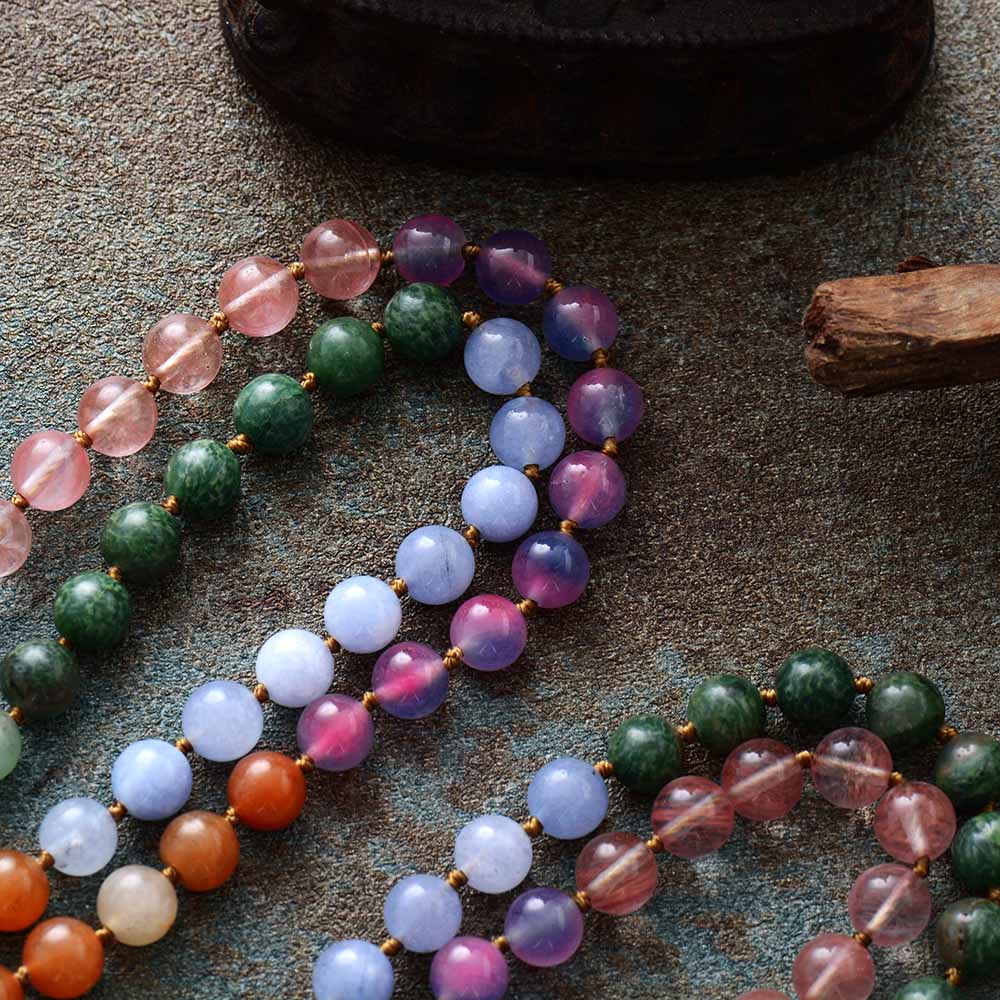 Natural Mixed Stones 108 Beads Mala Necklace - PRIDE edition