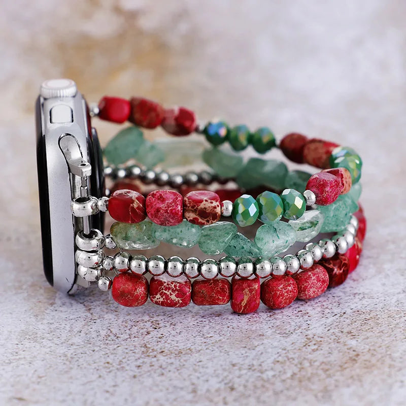 Natural Imperial Jasper & Aventurine Multi-Layered Smartwatch Band