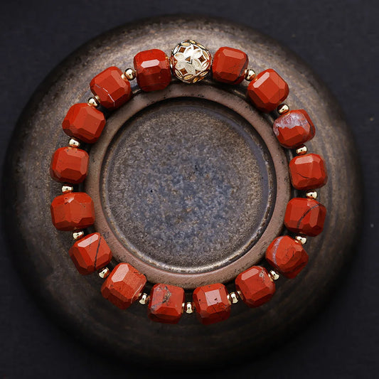 Natural Red Jasper Bold Beads Bracelet