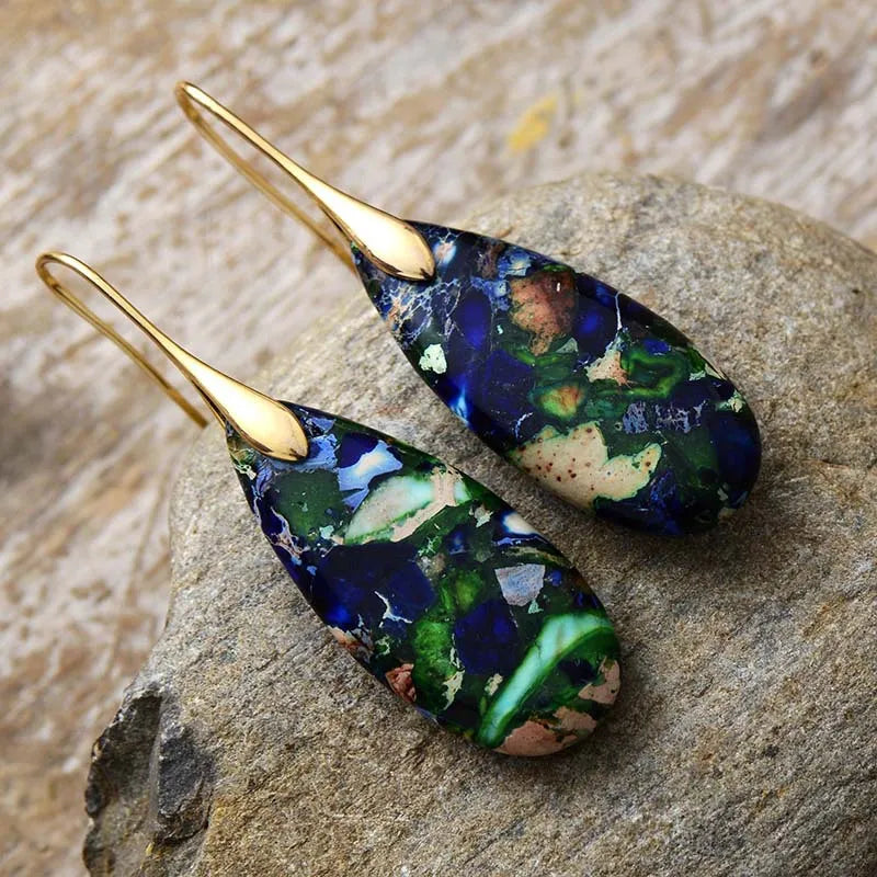 Natural Blue & Green Royal Jasper Earrings