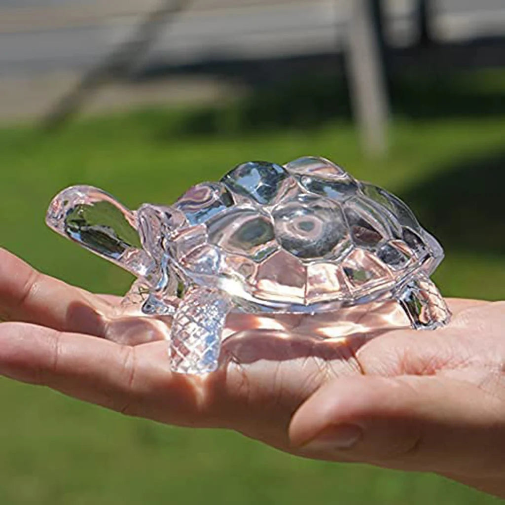 Crystal Glass Feng Shui Good Luck Prosperity Turtle Ornament
