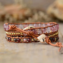 Load image into Gallery viewer, Natural Strawberry Quartz &amp; Rhodonite Wrap Bracelet
