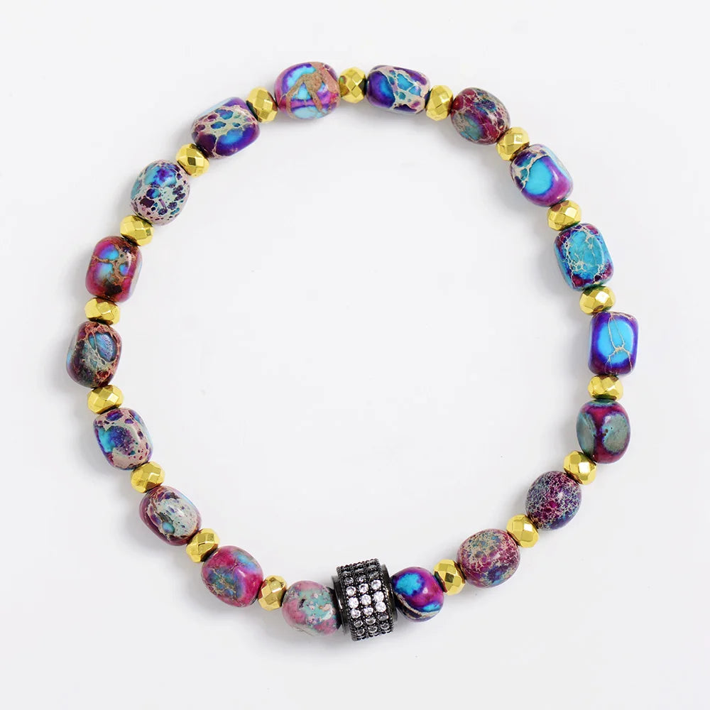 Natural Gemstones & Glazed Beads Hippie Bracelet Set