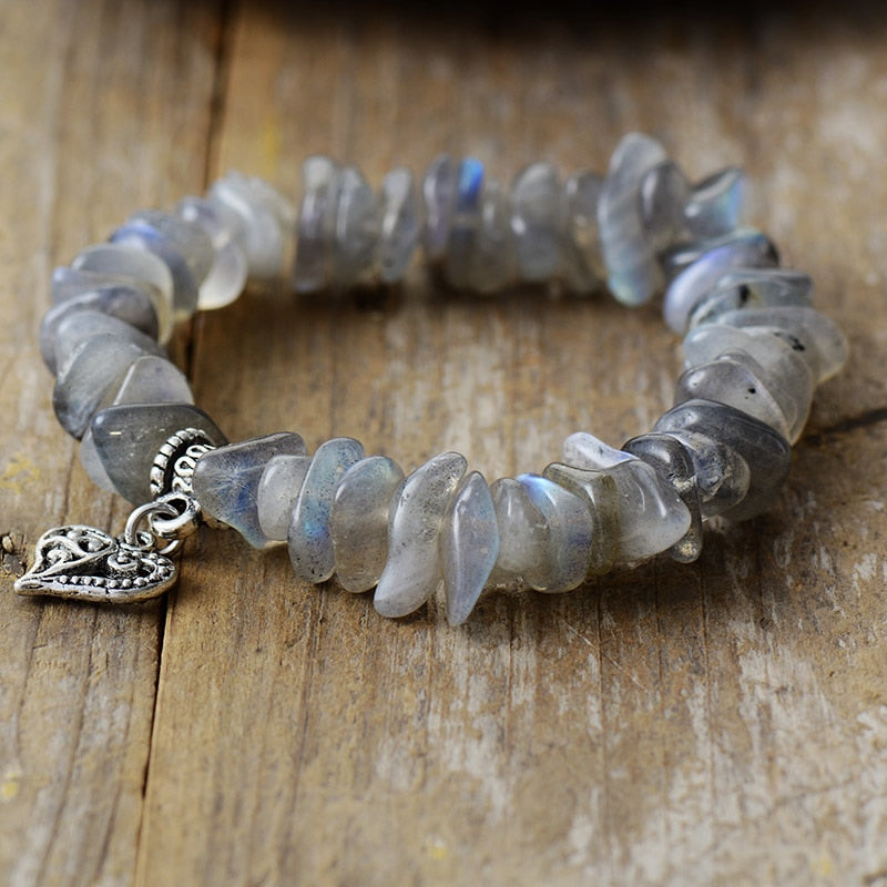 Natural Flash Labradorite Heart Bracelet