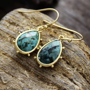 Natural African Turquoise Gold Plated Earrings