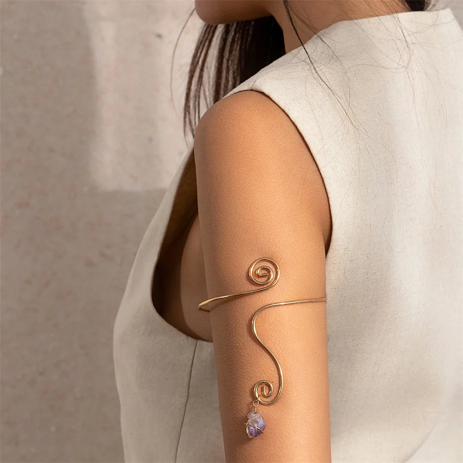 Natural Water Drop Stone Upper Arm Cuff Bangle