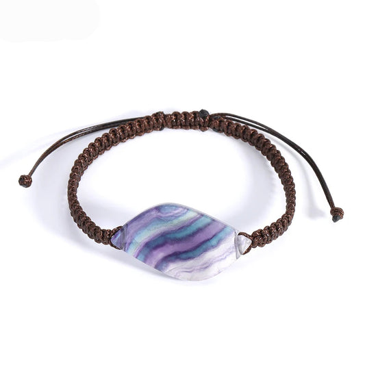Natural Rainbow Fluorite Macrame Bracelet