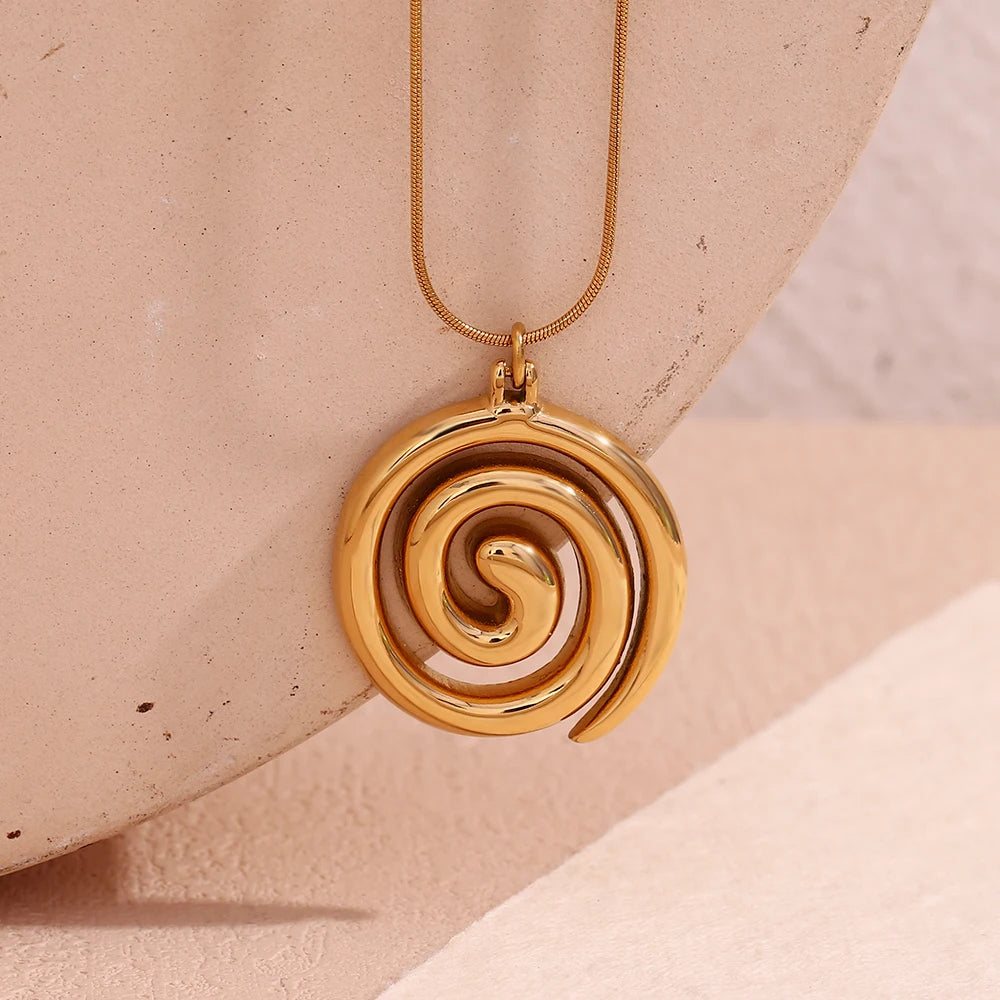 Gold Plated Snake Spiral Necklace
