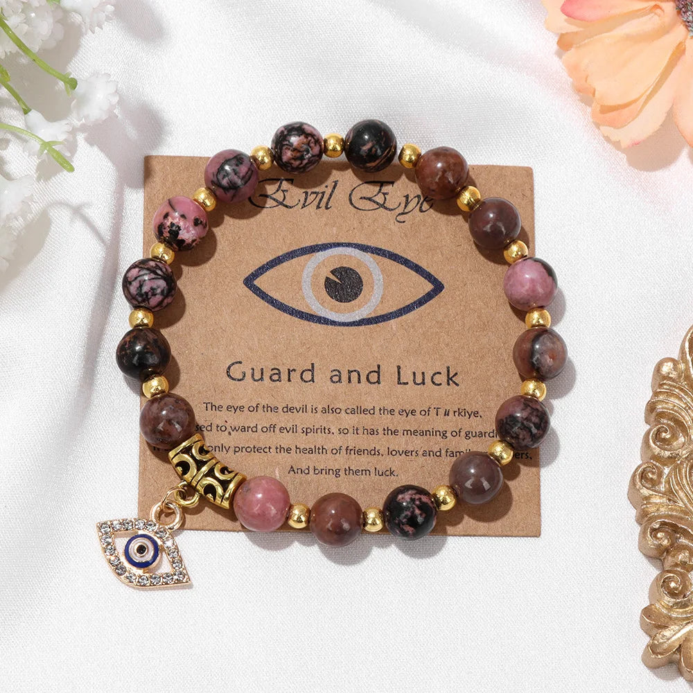 Natural Gemstone Evil Eye Protection Bracelet