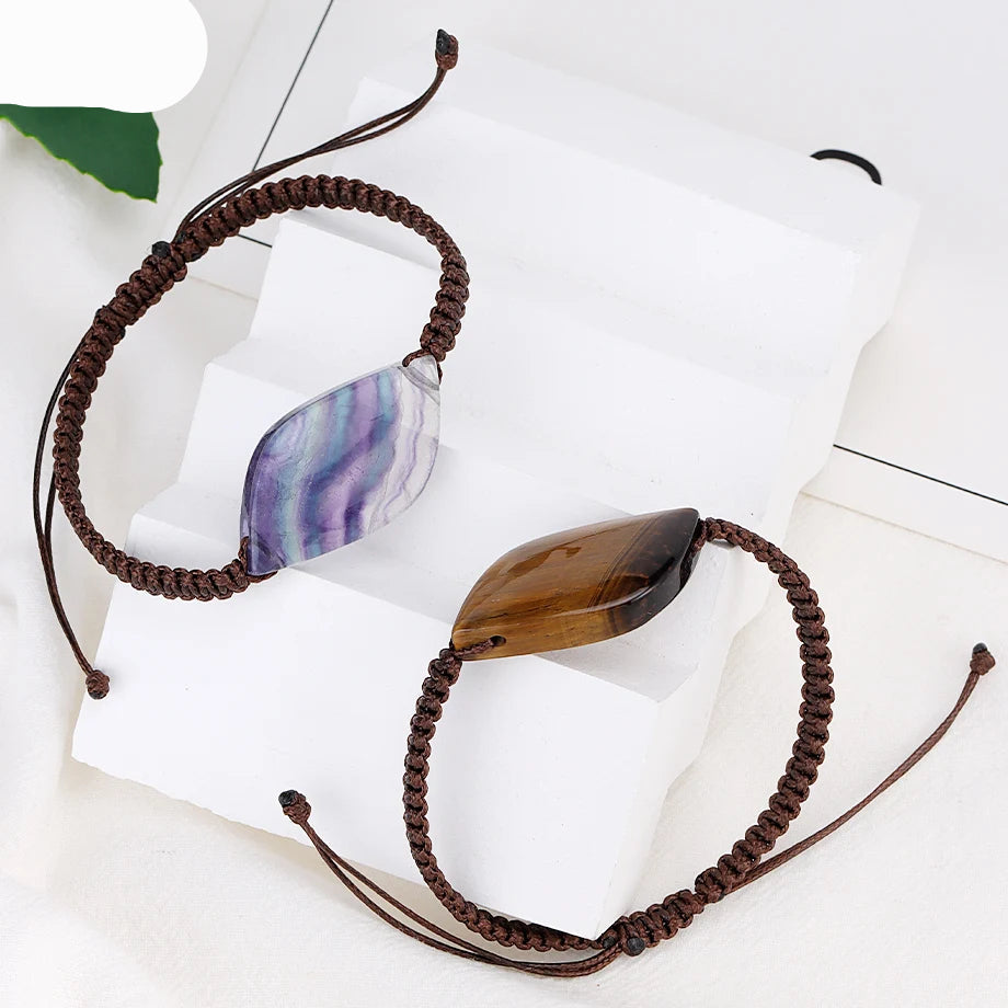 Natural Rainbow Fluorite Macrame Bracelet