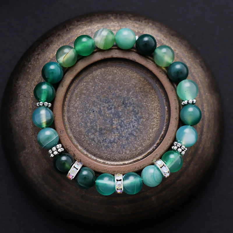 Natural African Turquoise Labradorite & Green Agate 3 Bracelet Set