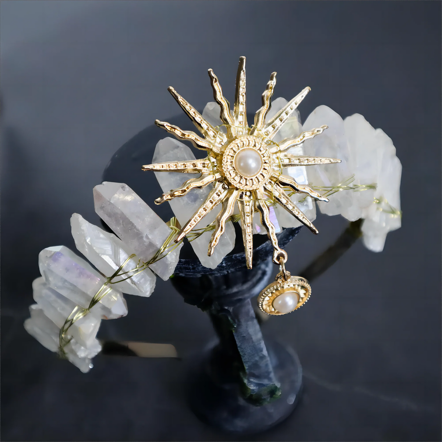 Natural Raw Crystal High Priestess Sun Tiara