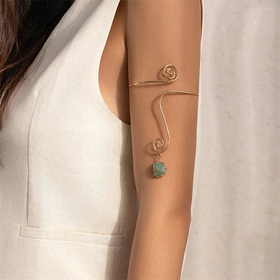 Natural Water Drop Stone Upper Arm Cuff Bangle