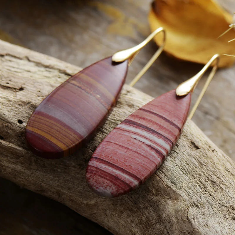 Natural Red Desert Jasper Earrings