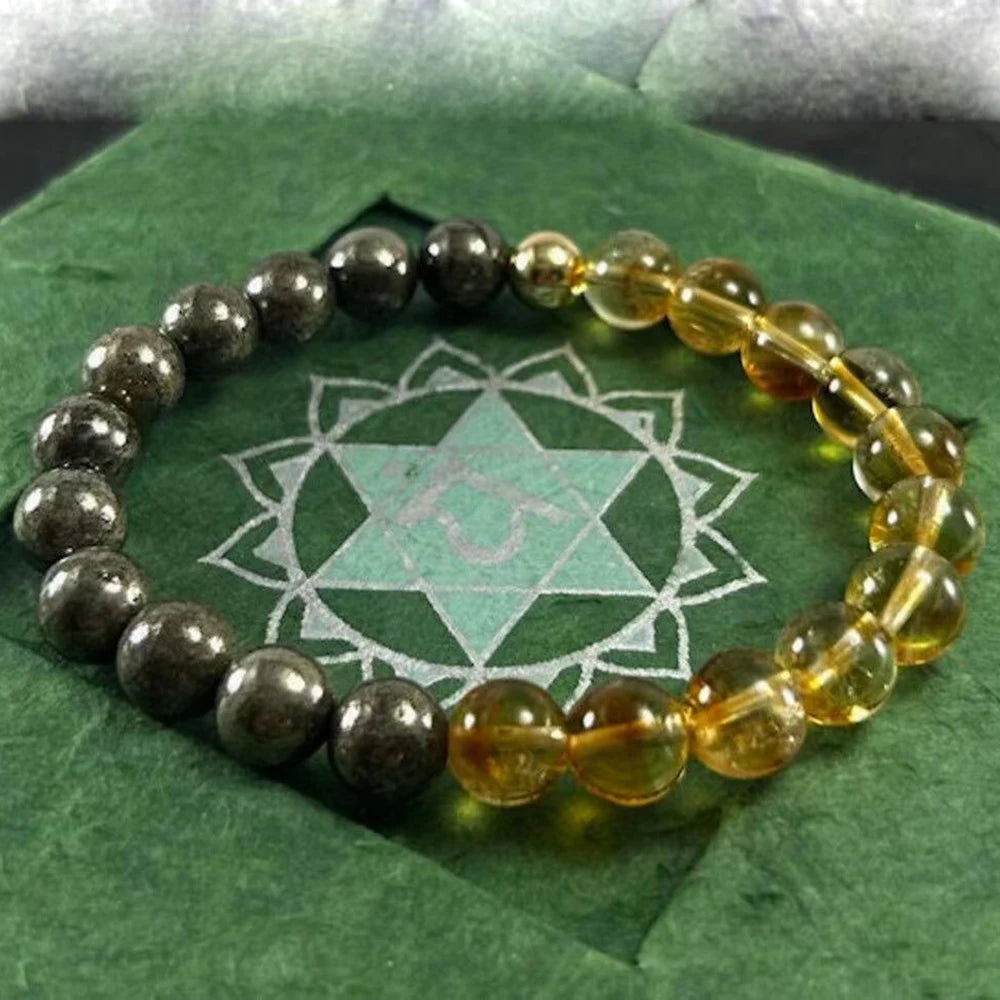 Natural Pyrite & Citrine Beaded Bracelet