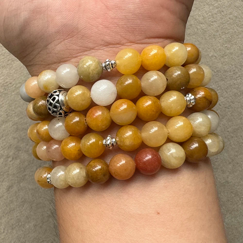 Natural Yellow Jade 108 Beads Mala