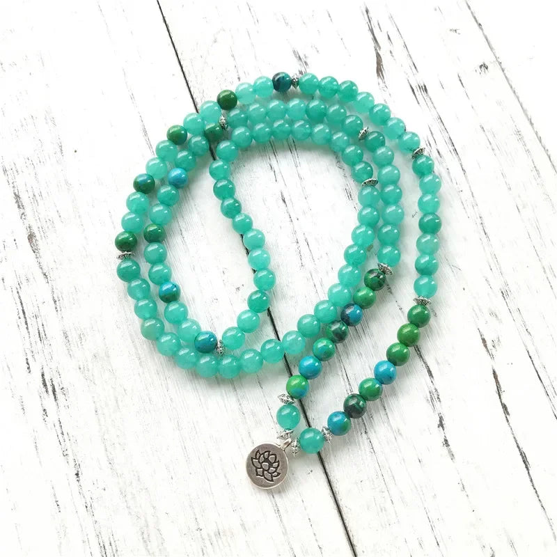 Rare Natural Aventurine & Chrysocolla 108 Beads Mala