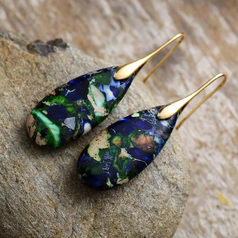 Natural Blue & Green Royal Jasper Earrings