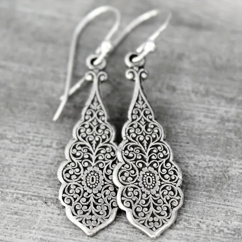 Boho Carved Hindu Vintage  Dangle Earrings