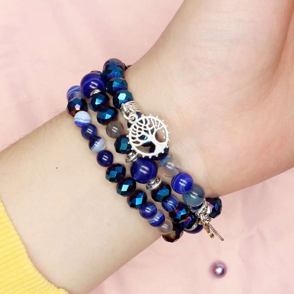 Natural Blue Agate Beaded Smartwatch Band