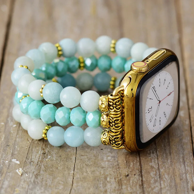 Natural Amazonite Beaded Smartwatch Band