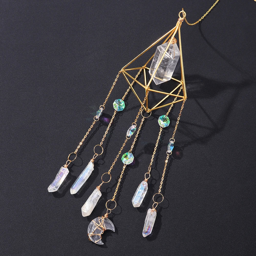 Natural Gemstone Prism & Moon Sun Catcher