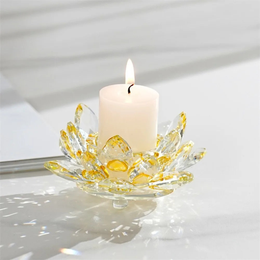 Crystal Glass Lotus Candle Holder