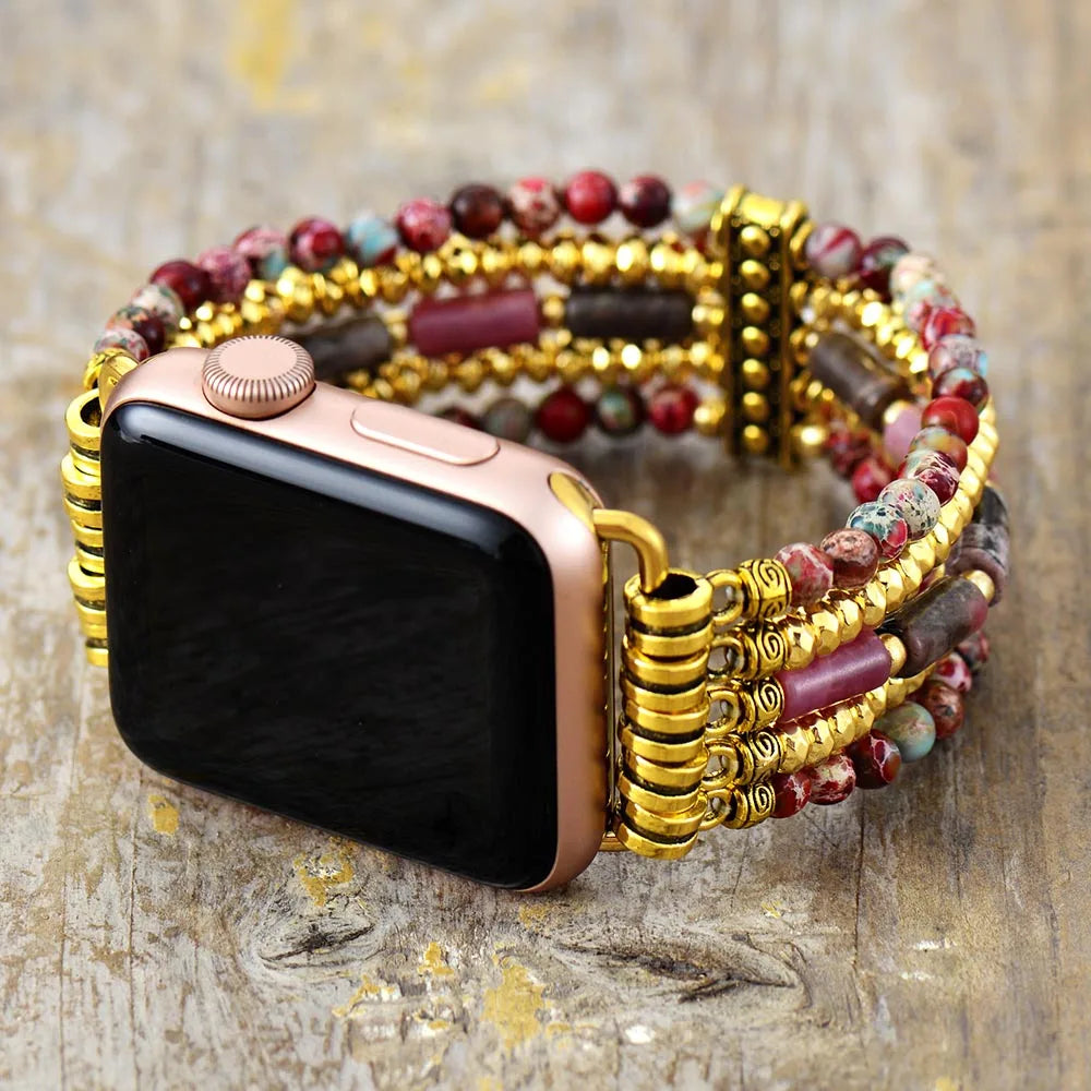 Natural Jasper & Rhodonite Smartwatch Band