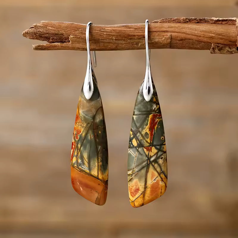 Natural Picasso Imperial Jasper Boho Earrings