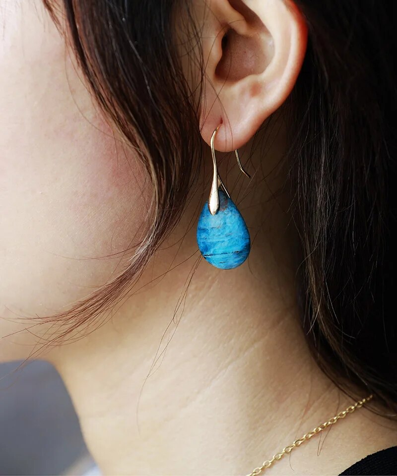 Natural Apatite Teardrop Earrings