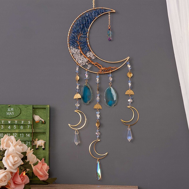 Natural Agate Moon Dream Catcher