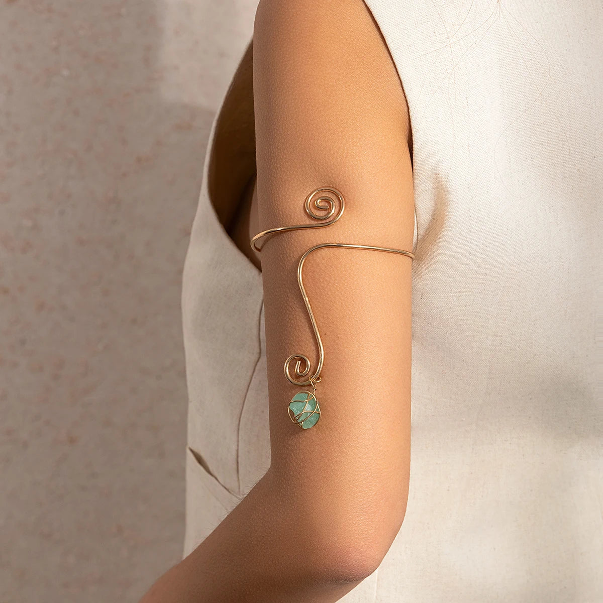 Natural Water Drop Stone Upper Arm Cuff Bangle