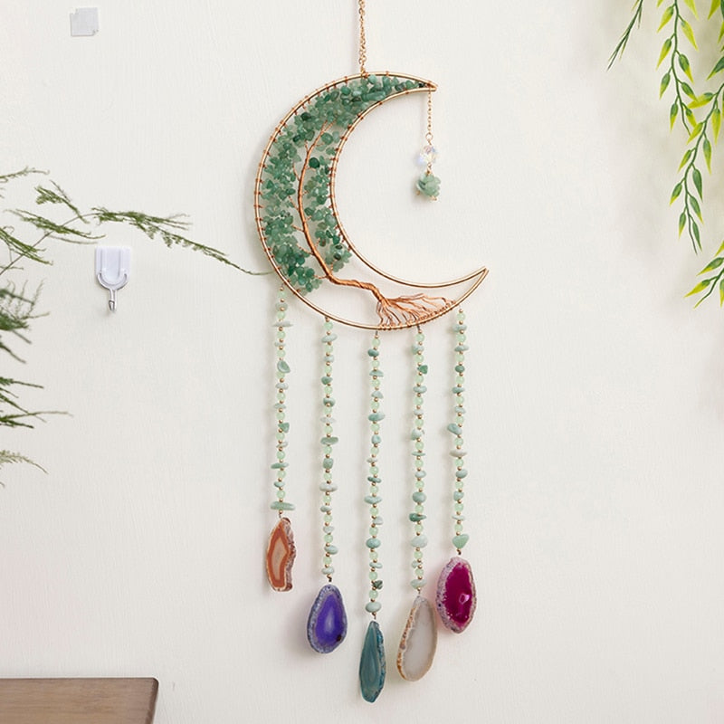 Natural Agate Moon Dream Catcher