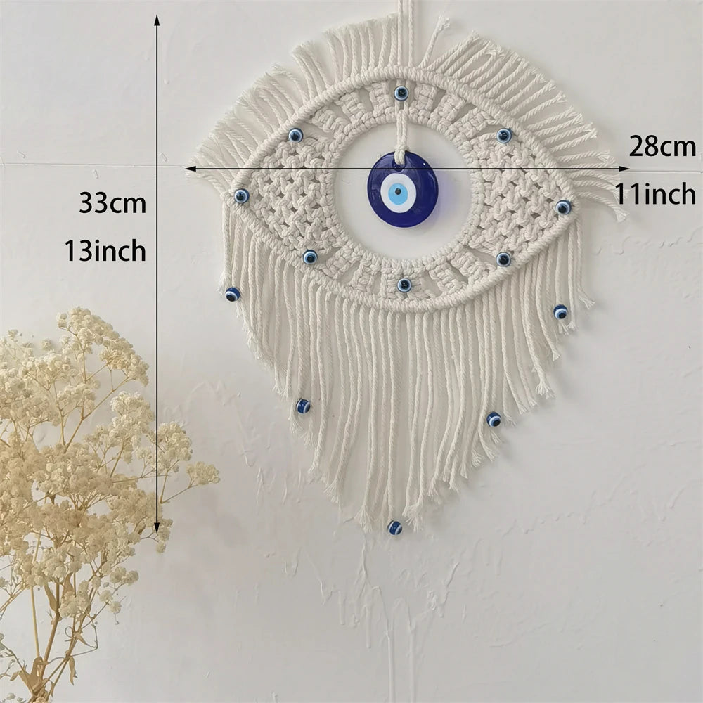 Handwoven Cotton Evil Eye Wall Tapestry