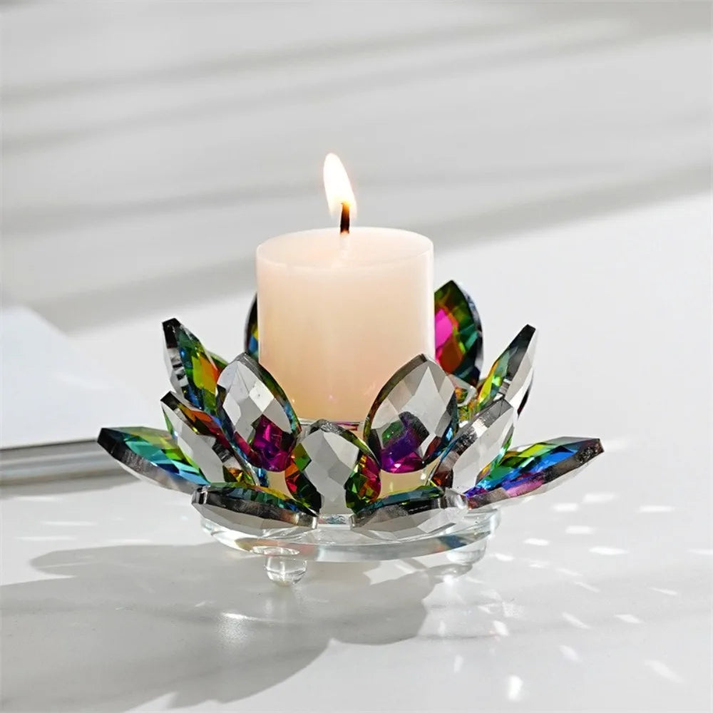 Crystal Glass Lotus Candle Holder