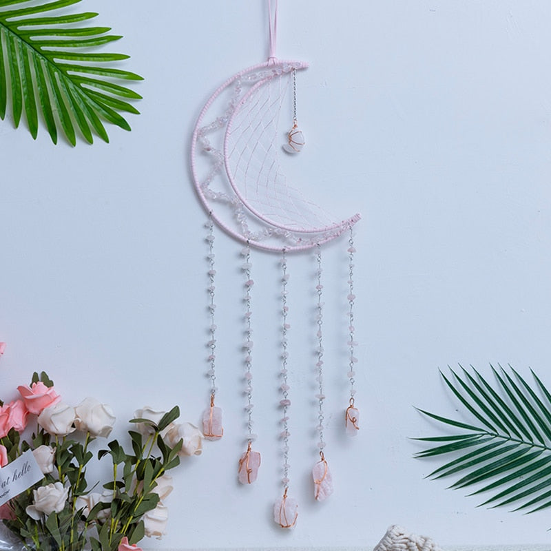 Natural Agate Moon Dream Catcher