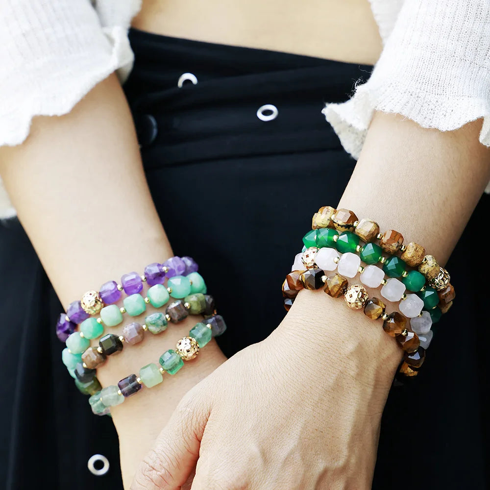 Natural Indian Agate Beaded Bracelet