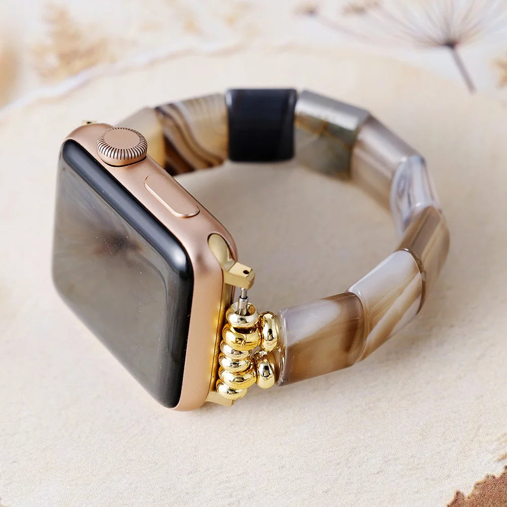 Natural Botswana Agate Beaded Smartwatch Band
