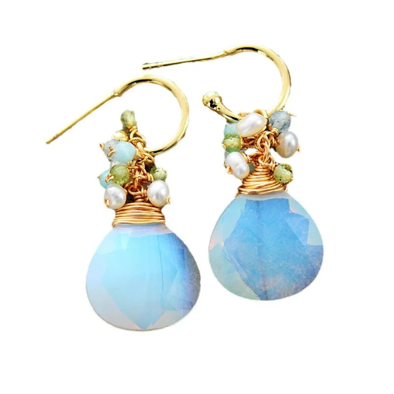 Natural Opal Waterdrop Boho Earrings
